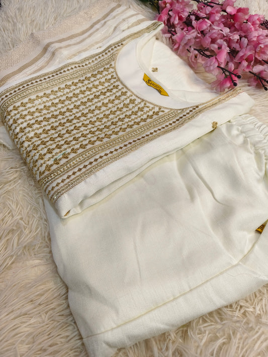 White  designer straight cut Suit