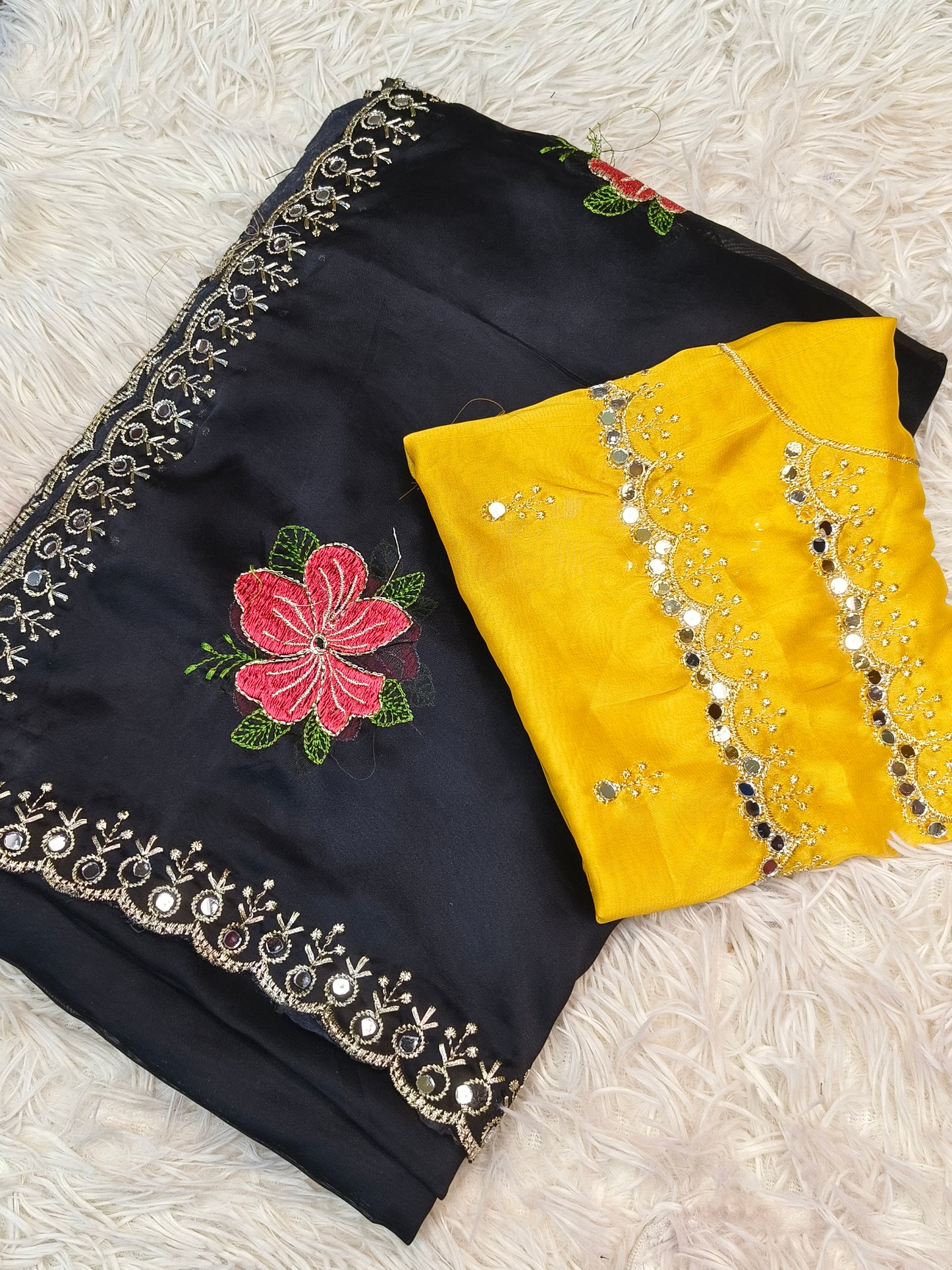 Black Designer chiffon saree