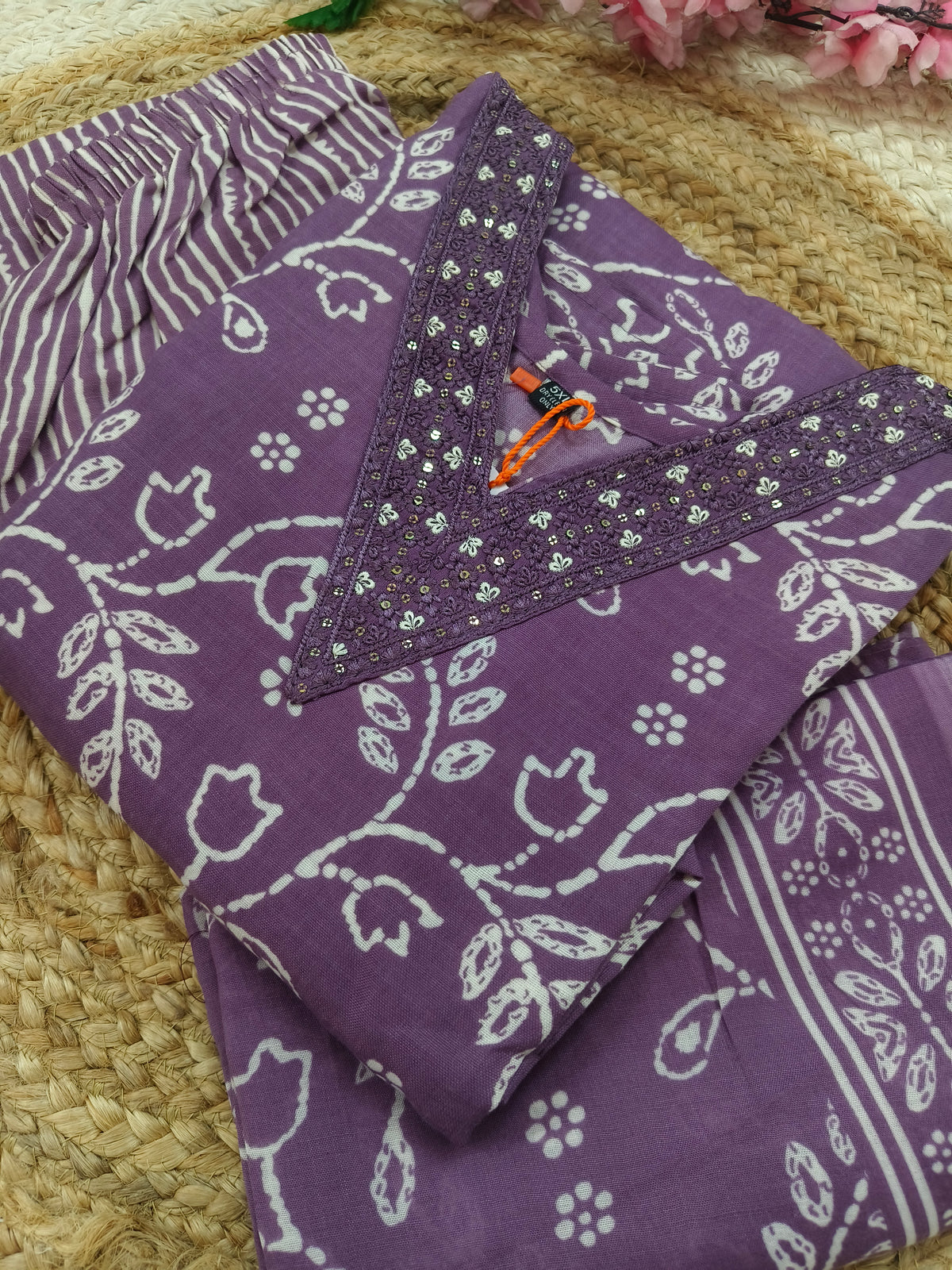 Onion pink Cotton sets with duppatta