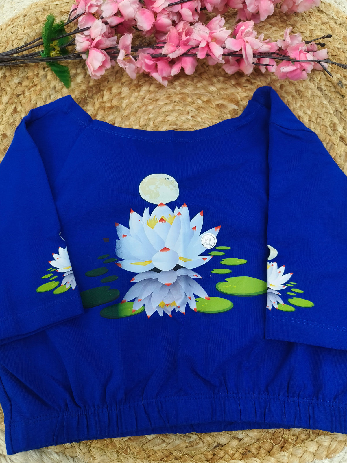 Royal  blue Stretchable blouse with unique printed design