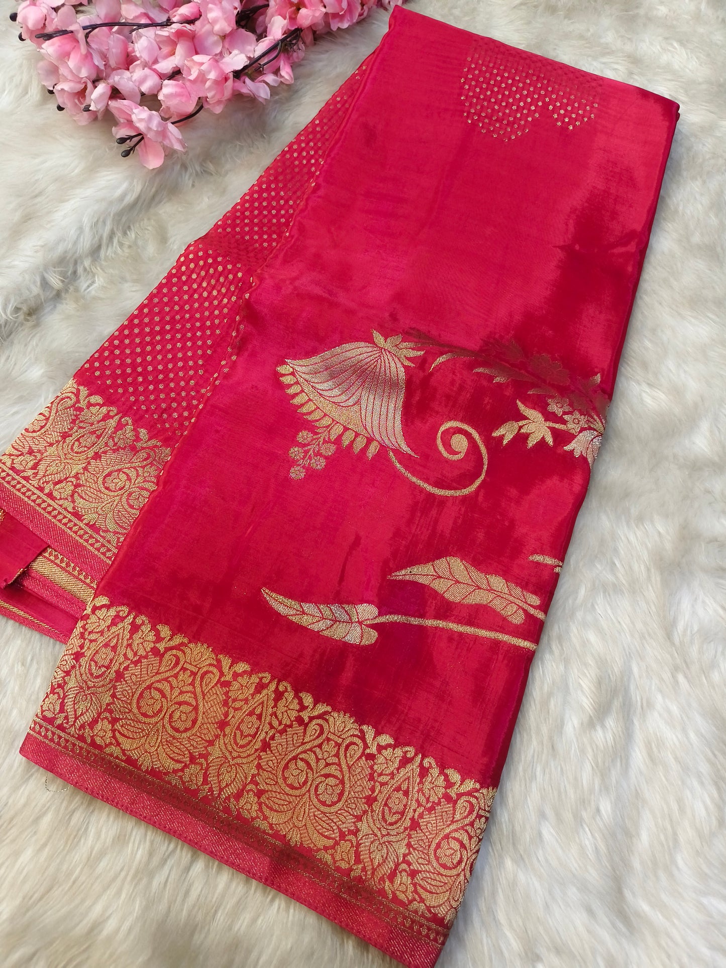 Pink semi Mysore crepe silk saree