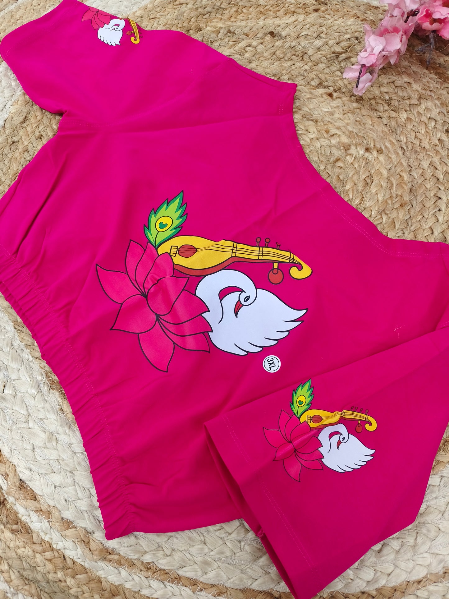 Pink Stretchable blouse with unique printed design
