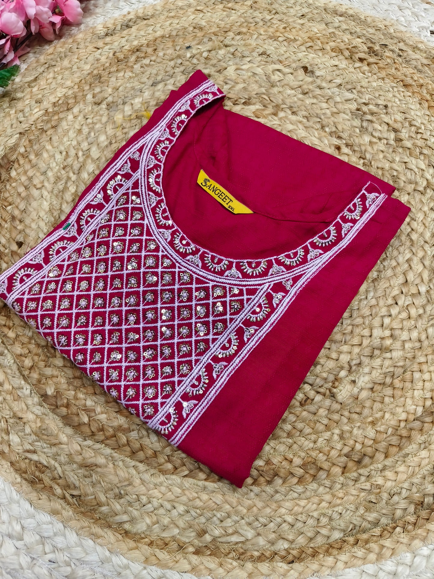 Pink Side cut Kurti