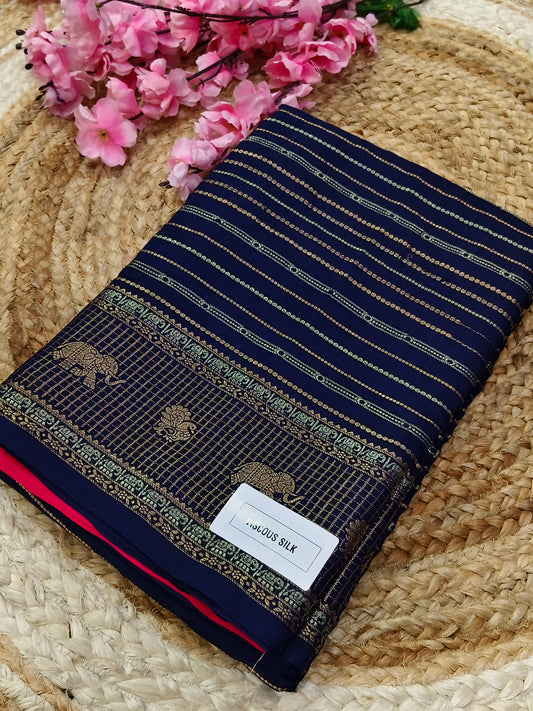 Bark blue viscous silk saree