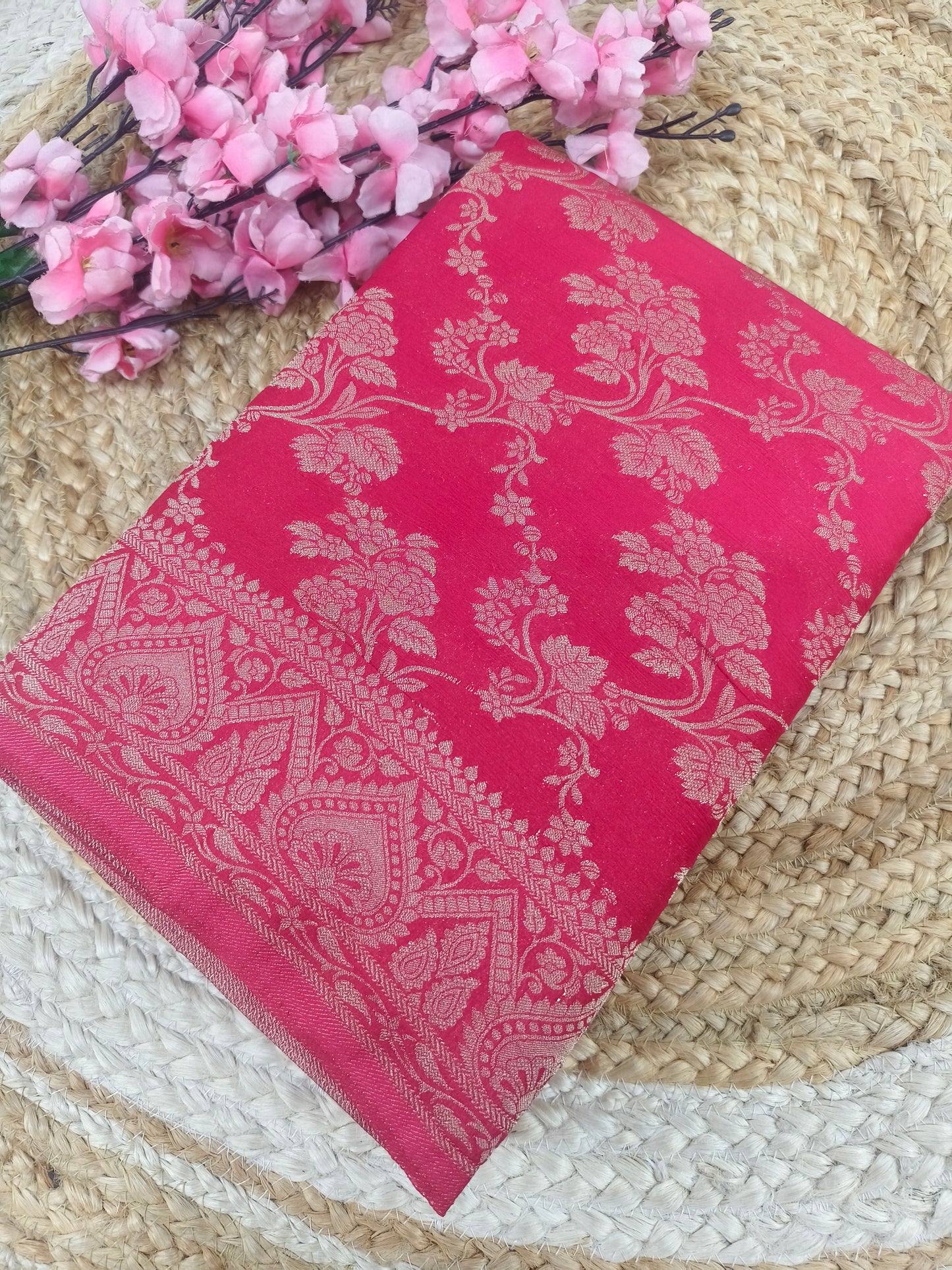 Pink Kadhi Georgette silk saree