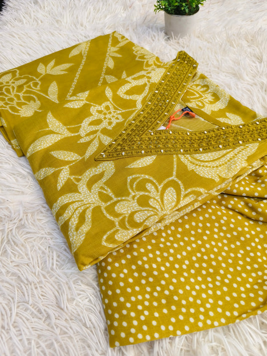 Yellow cotton sets with duppata