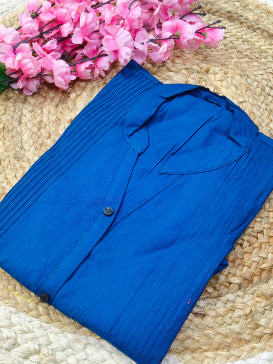 Peacock Blue Plain Kurti