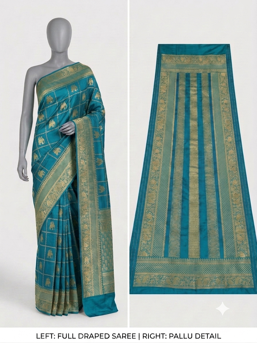 Blue Georgette silk saree