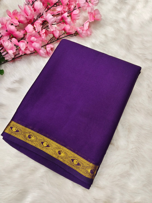 Purple semi Mysore crepe silk saree