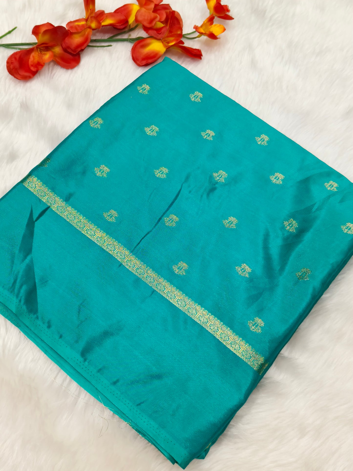 Sky blue semi silk saree
