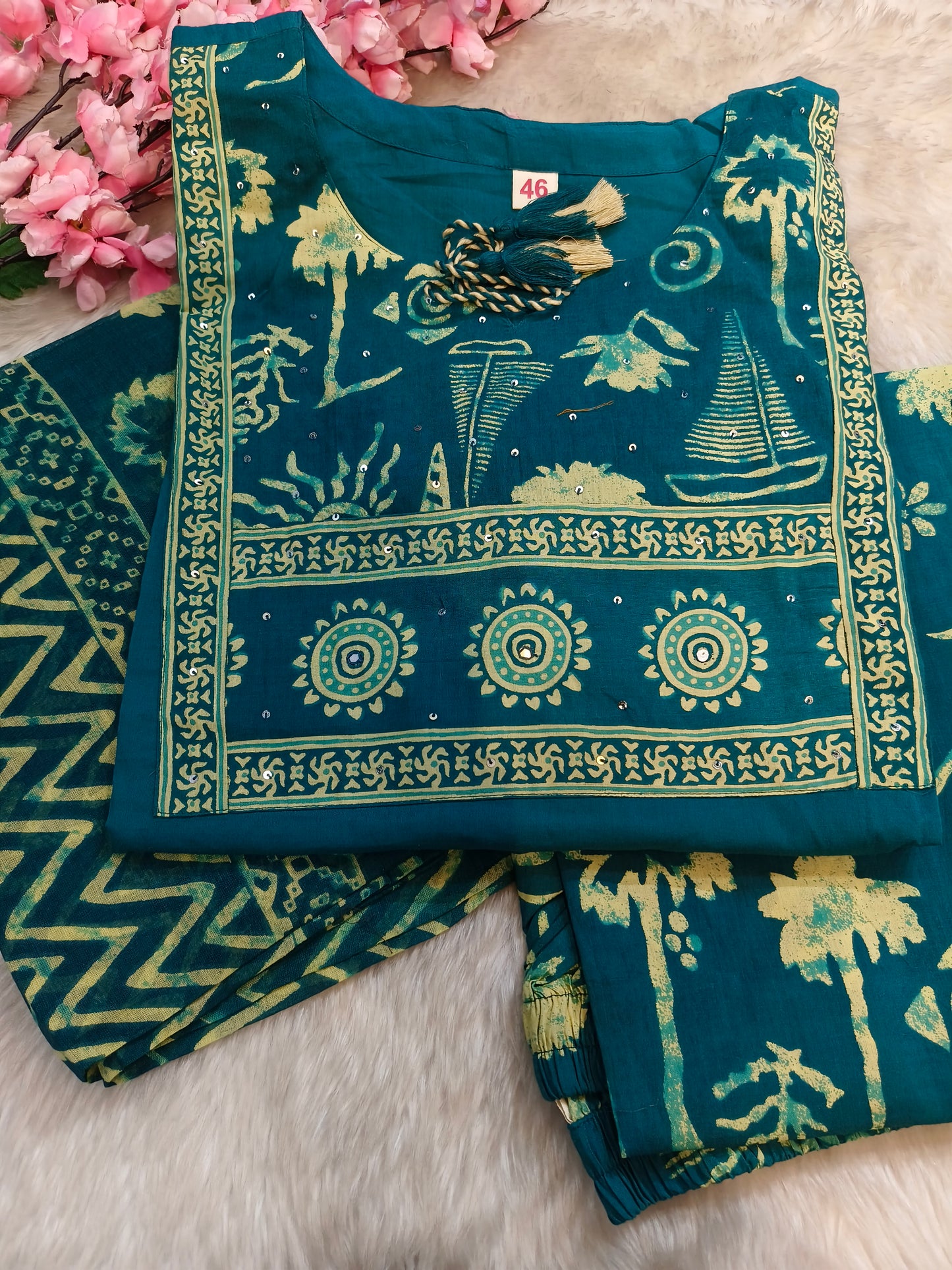 Peacock blue pure cotton suits