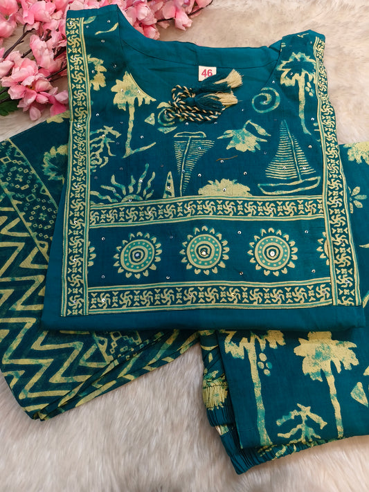 Peacock blue pure cotton suits