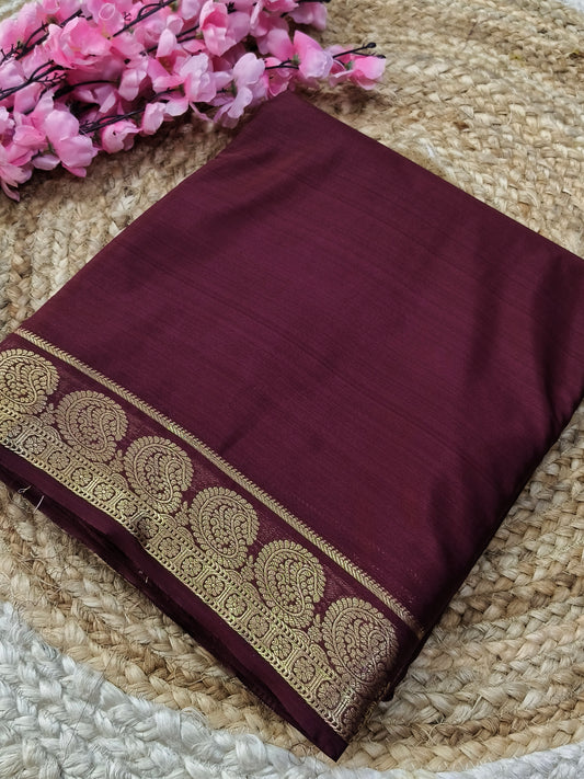 Brown semi Mysore crepe silk saree
