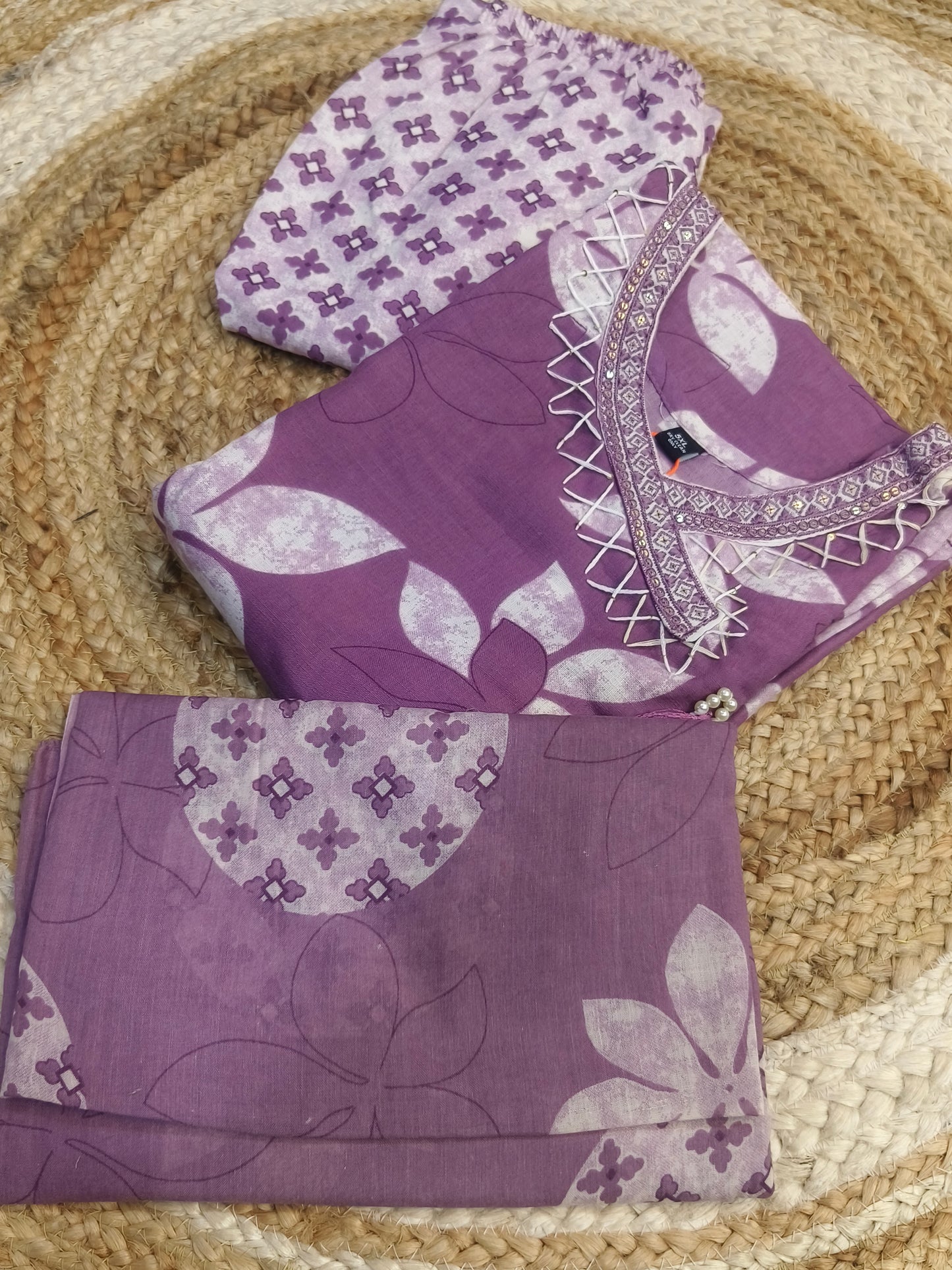 Wine Cotton sets with duppata