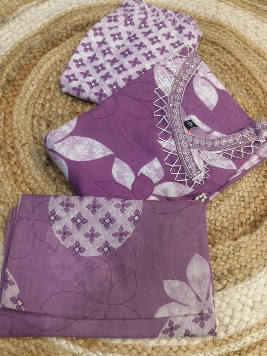 Wine Cotton sets with duppata