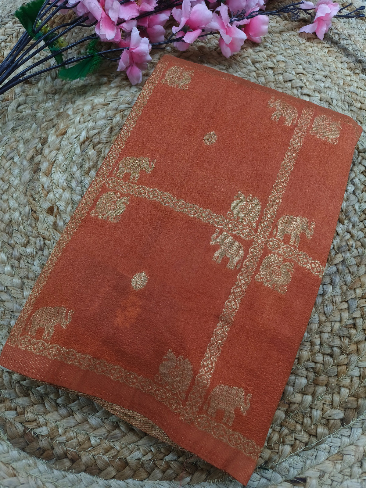 Orange Georgette silk saree