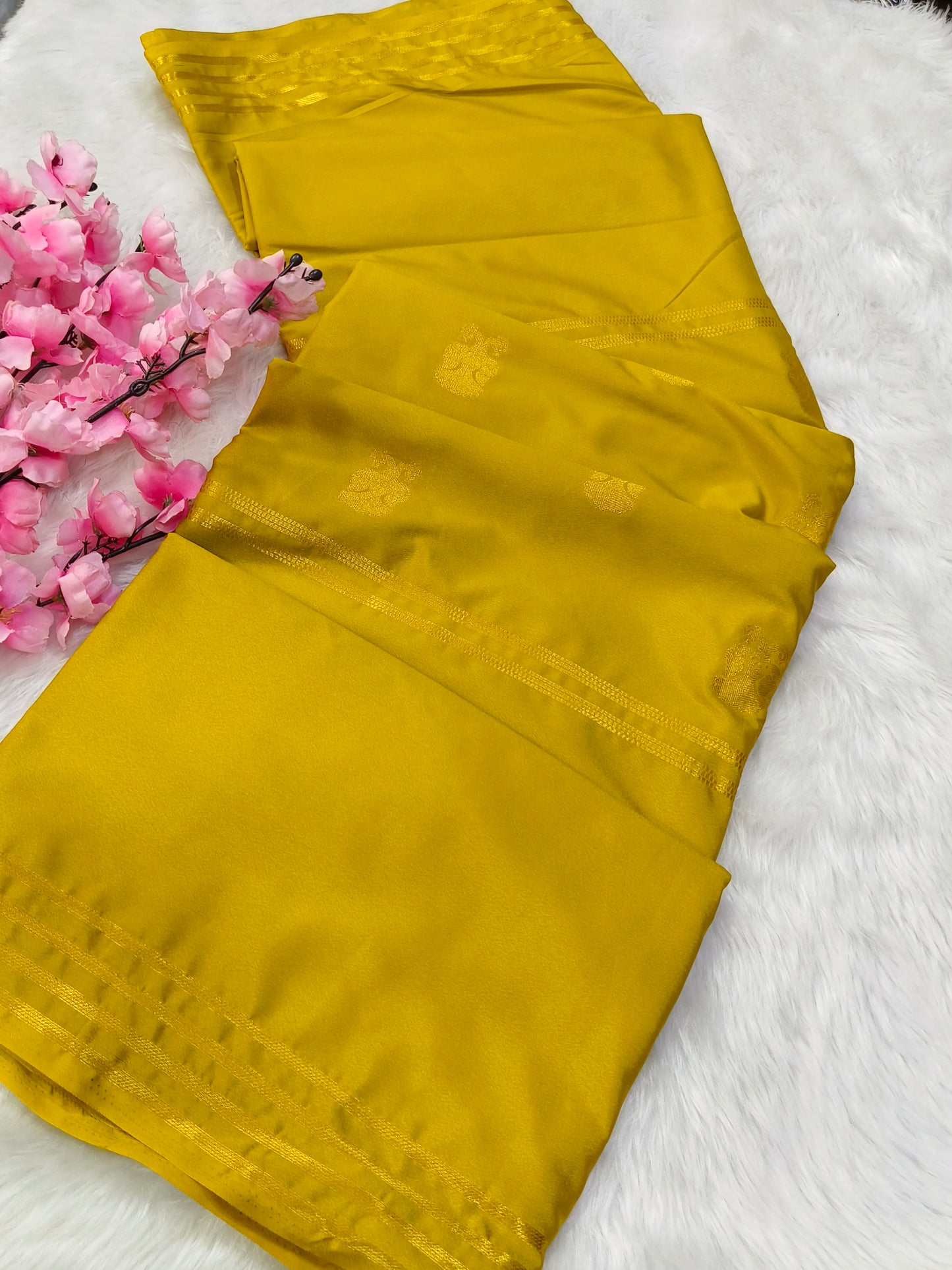 Yellow semi silk saree