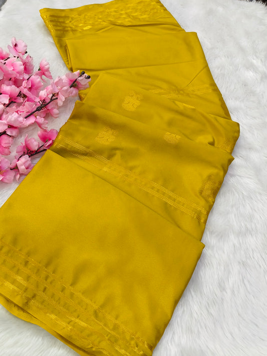 Yellow semi silk saree