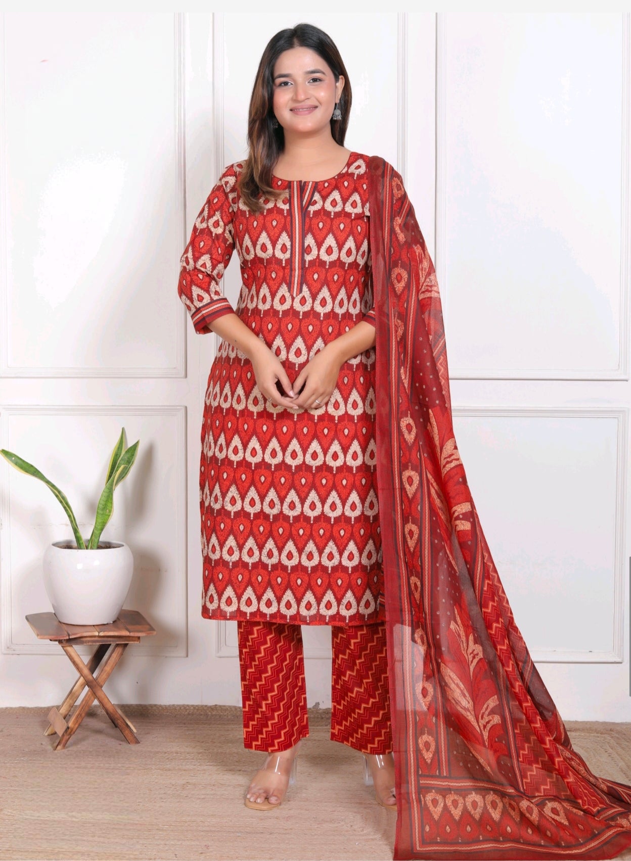 Orange  Pure Cotton Suit