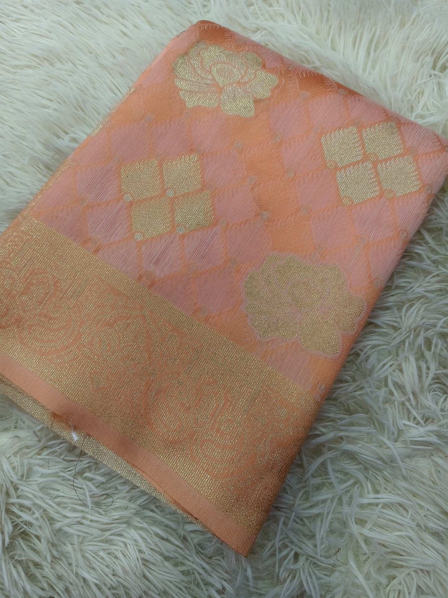 Peach linen Silk Saree