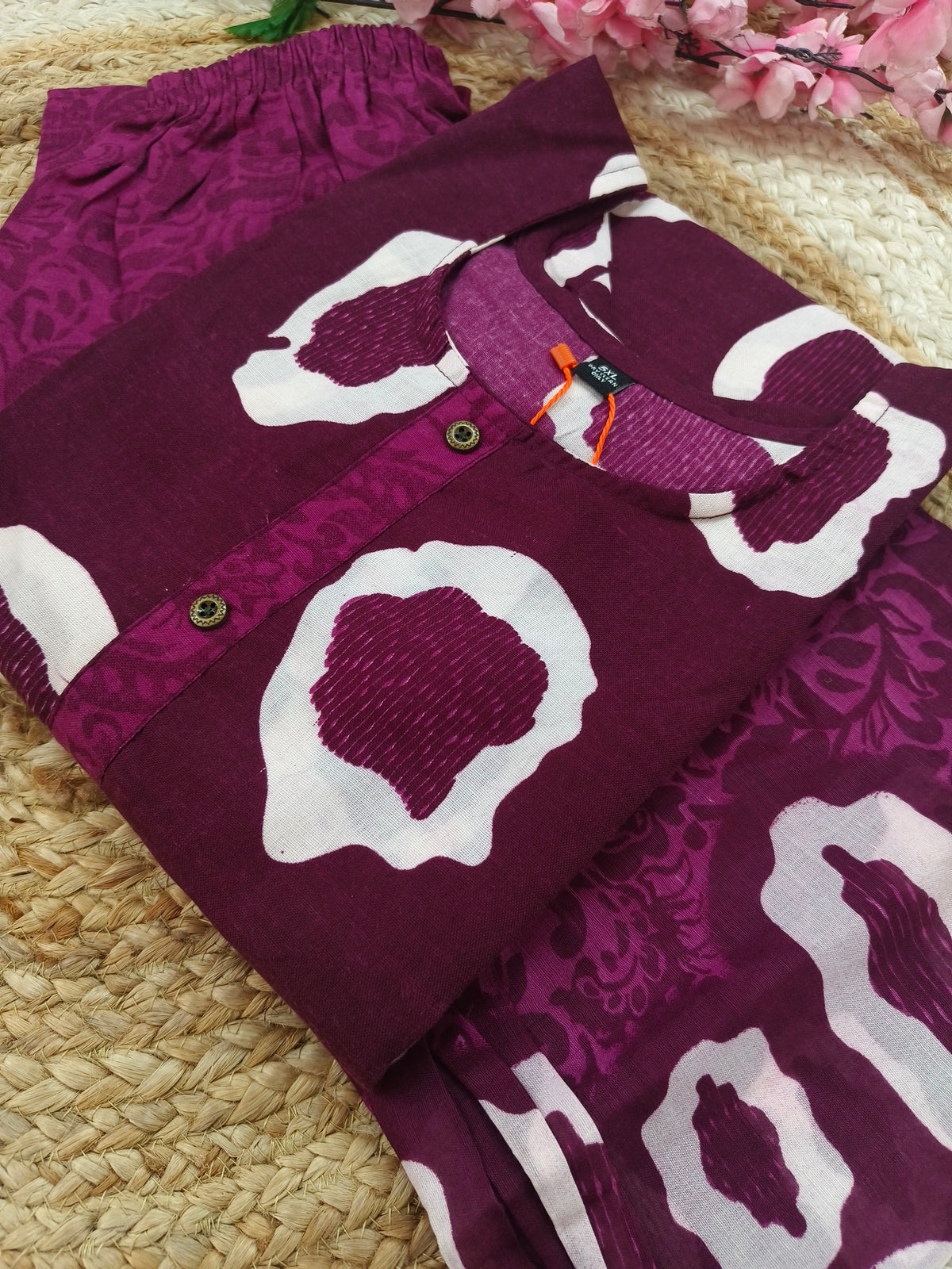 Wine Cotton sets with duppatta
