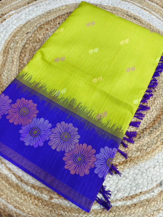 Green with Blue Tussar silk saree