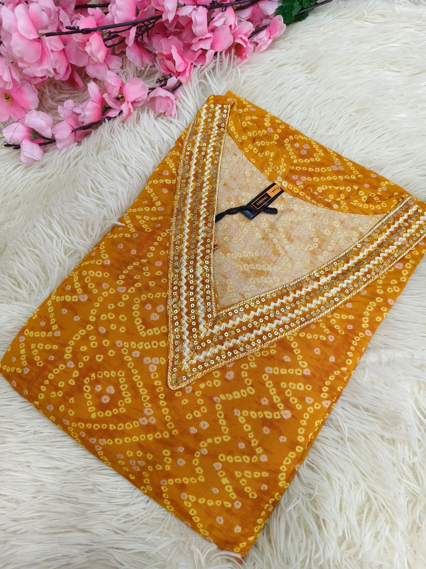 Yellow Designer Rayon Kurti