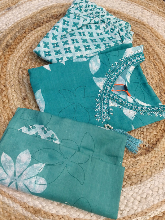 Rama Blue Cotton sets with duppata