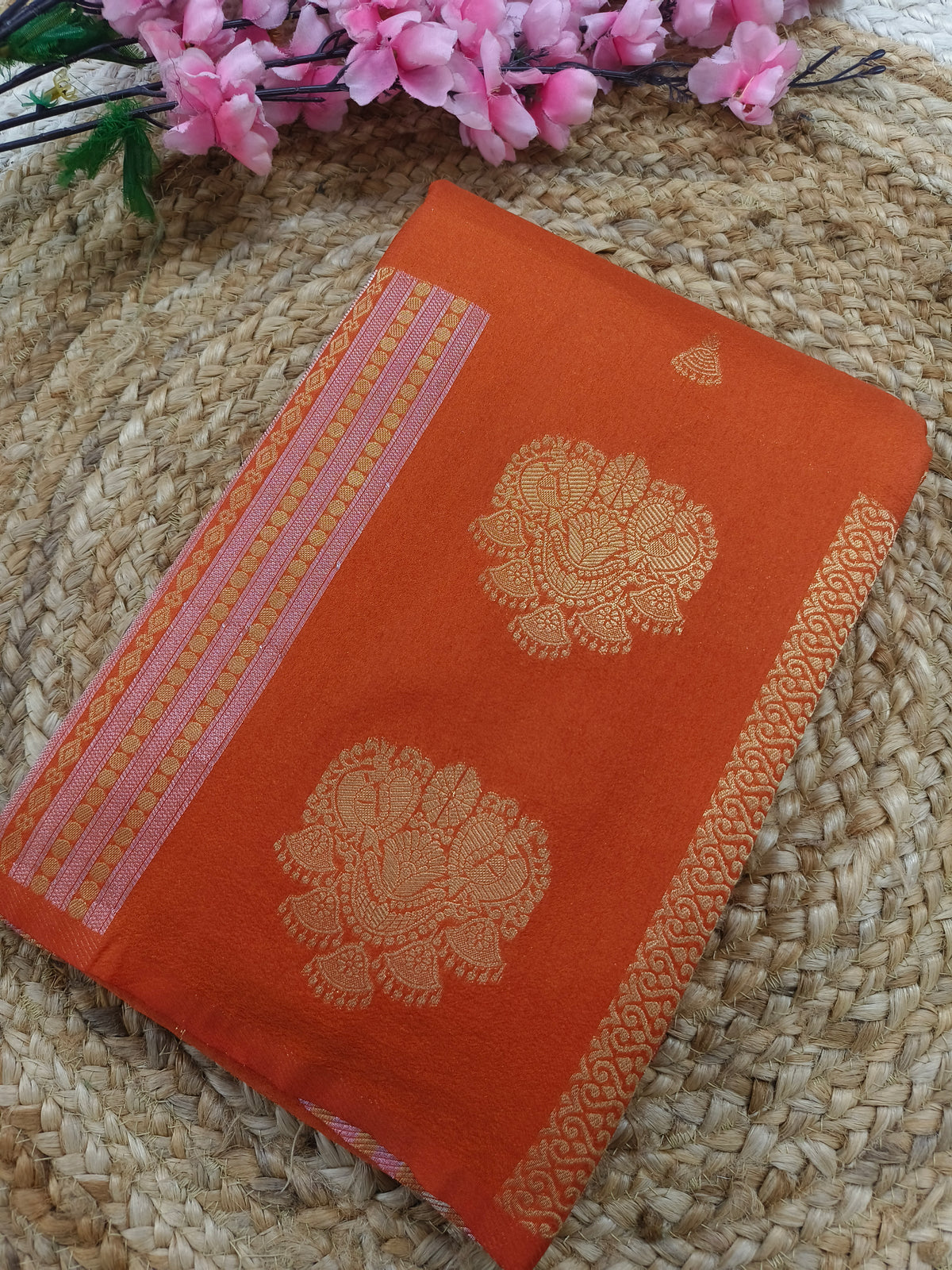 Orange Georgette silk saree