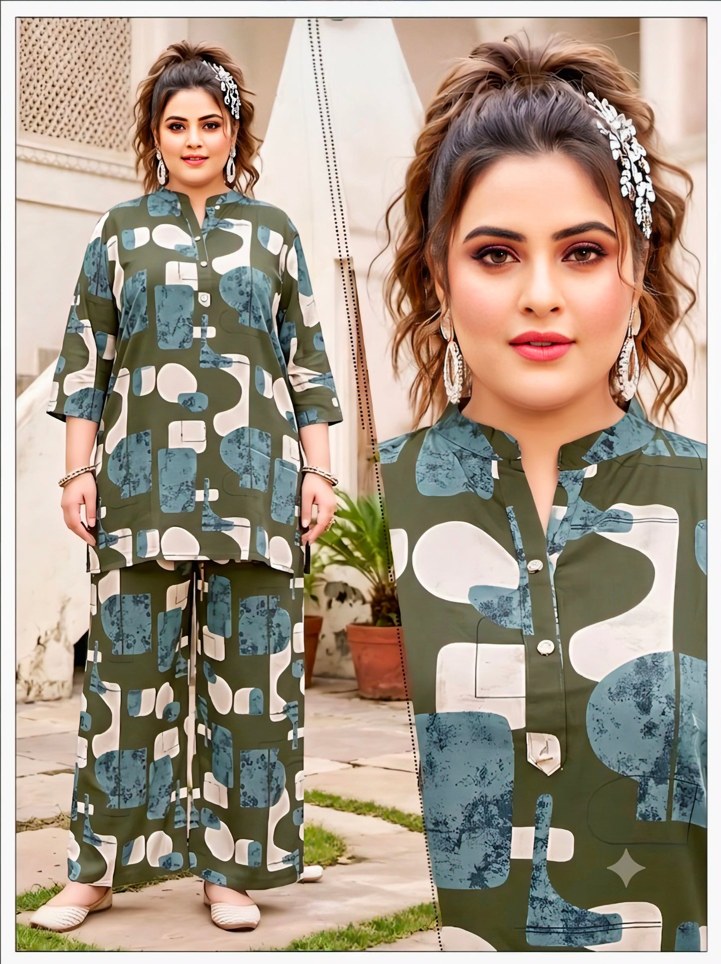 Green Premium Printed Co-Ord Set
