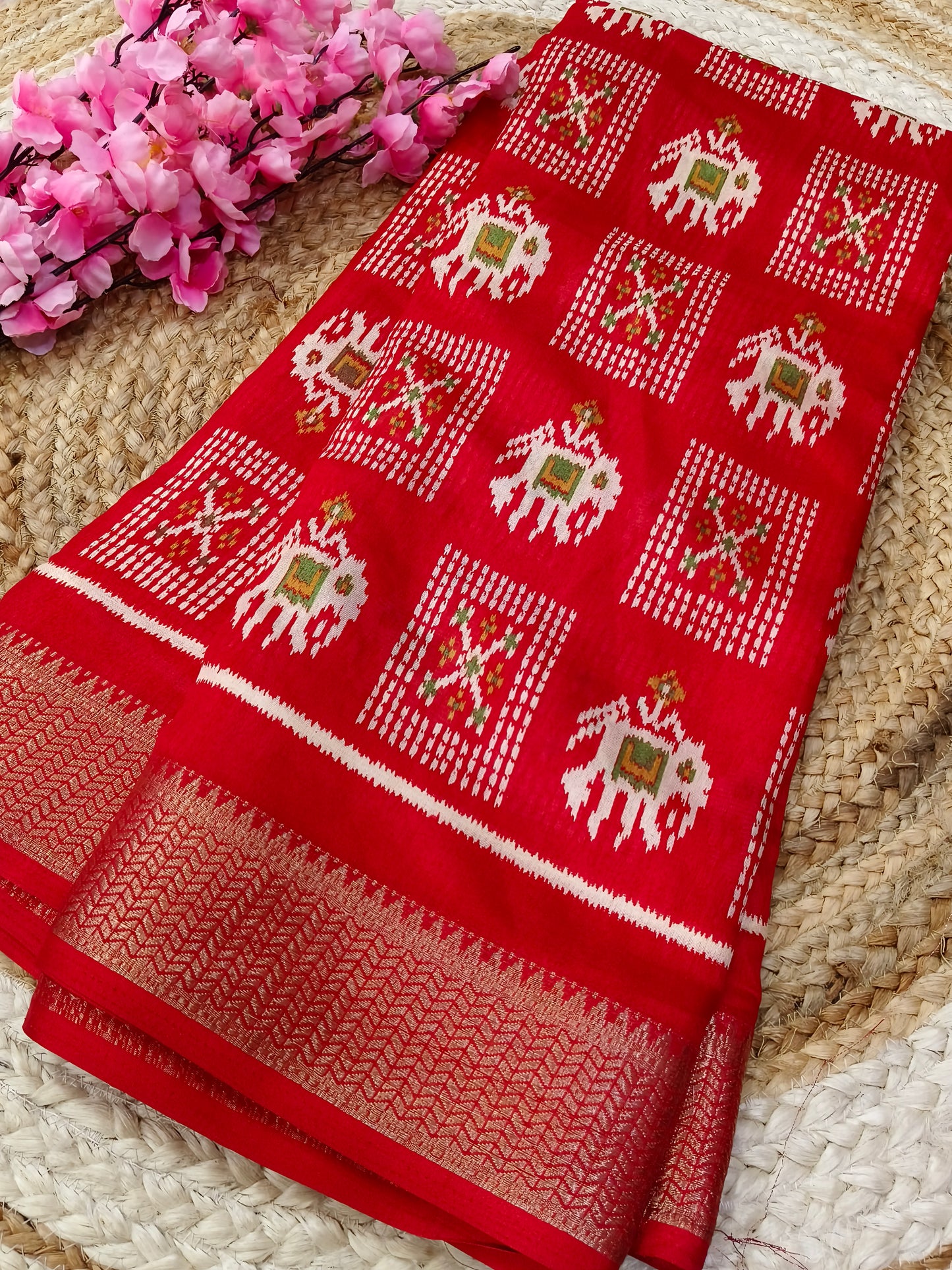 Red Dola silk saree