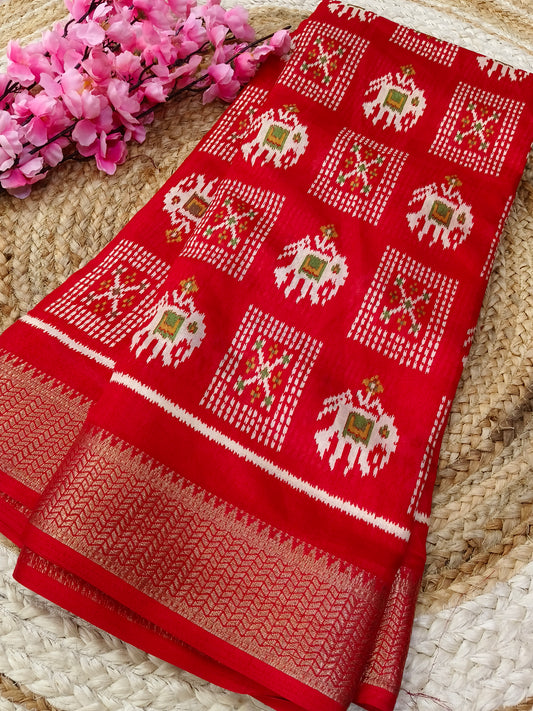 Red Dola silk saree