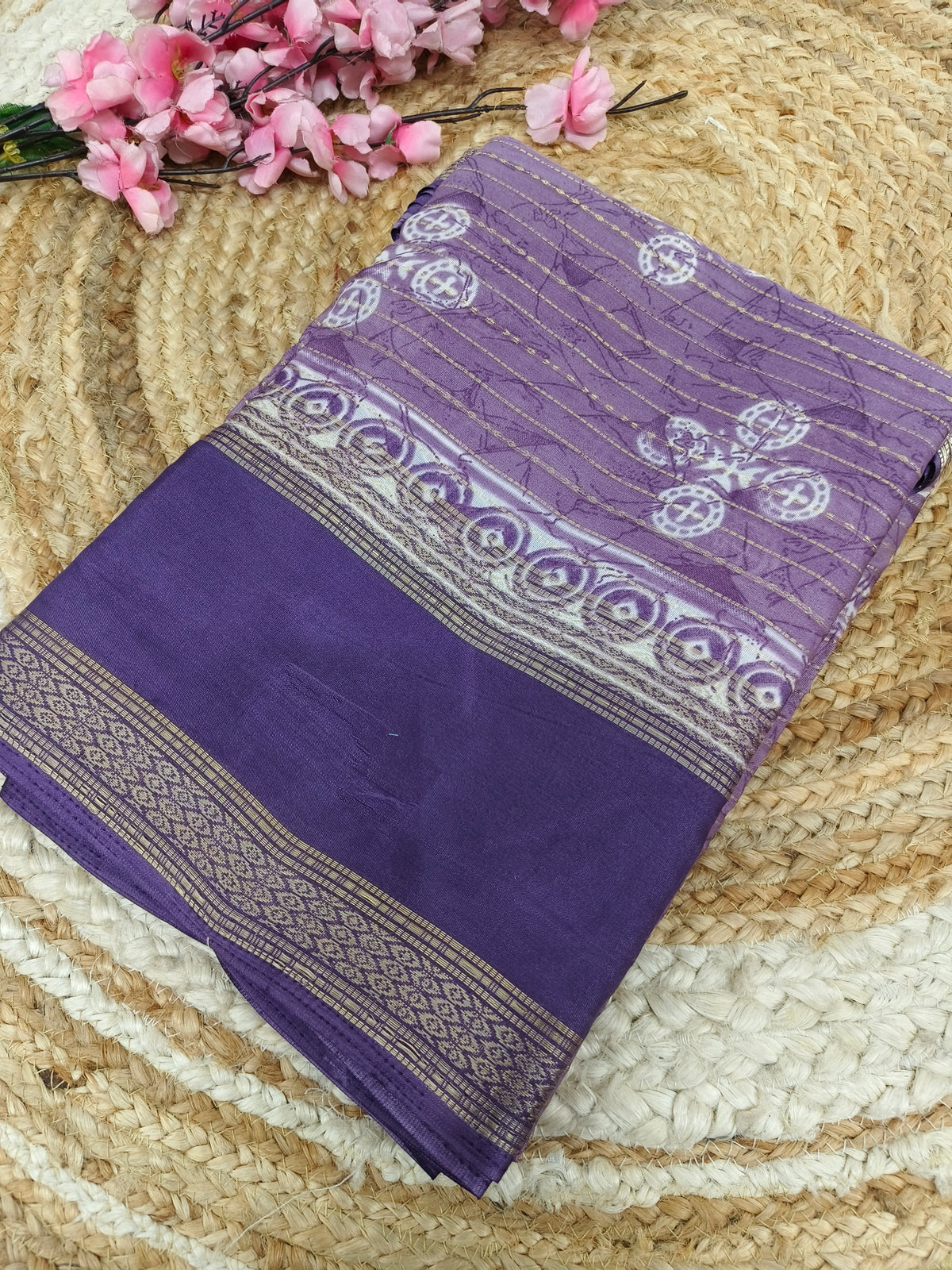 Lavender Dola Silk Saree