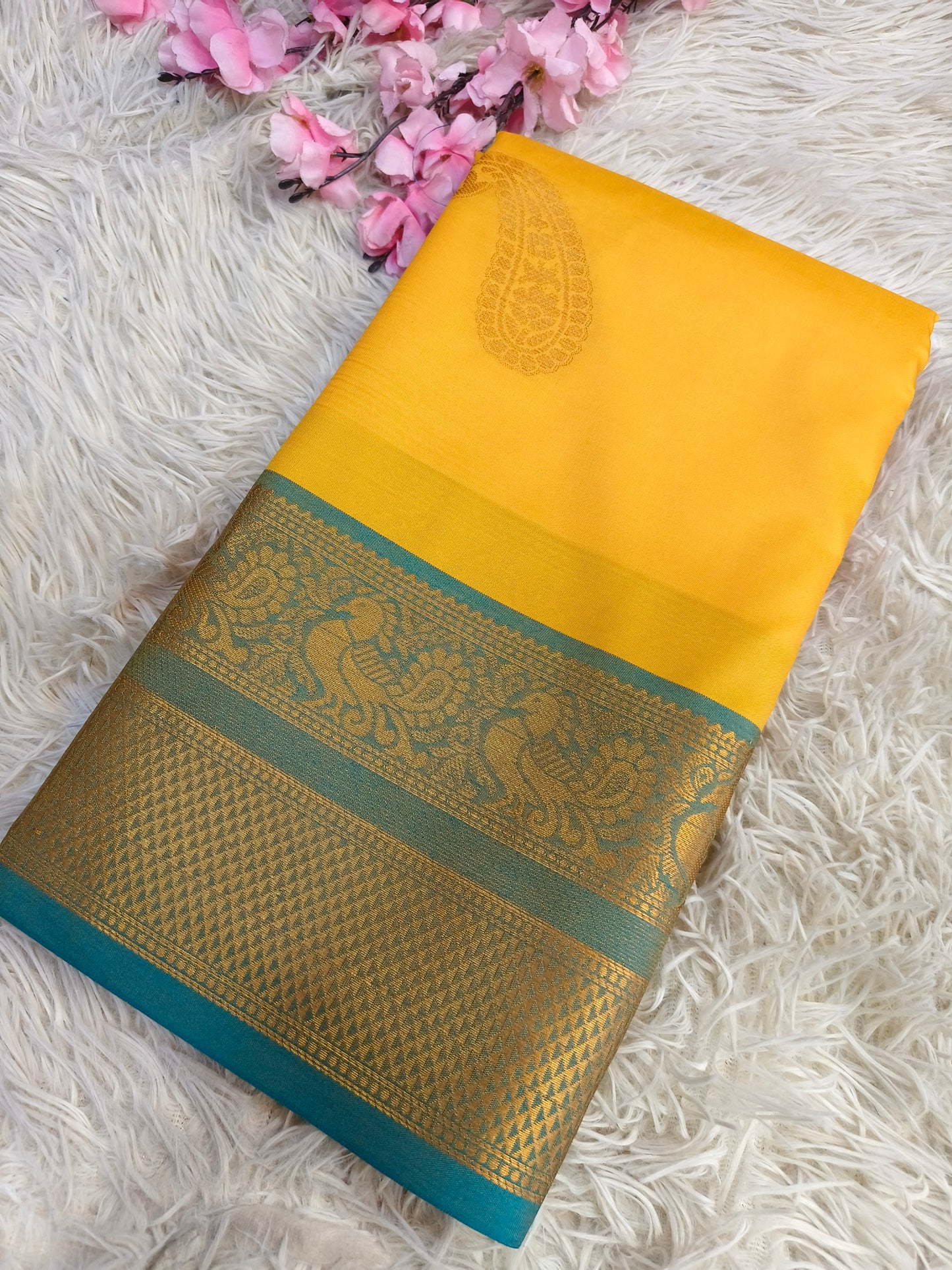 Yellow Soft semi silk saree