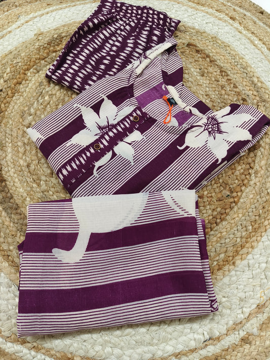 Wine Cotton sets with duppatta