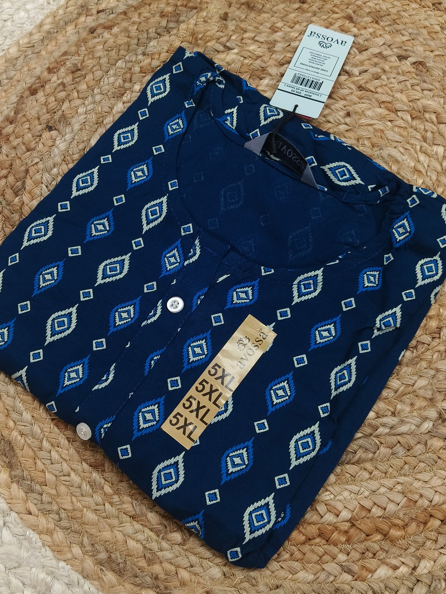 Blue Rayon straight kurta