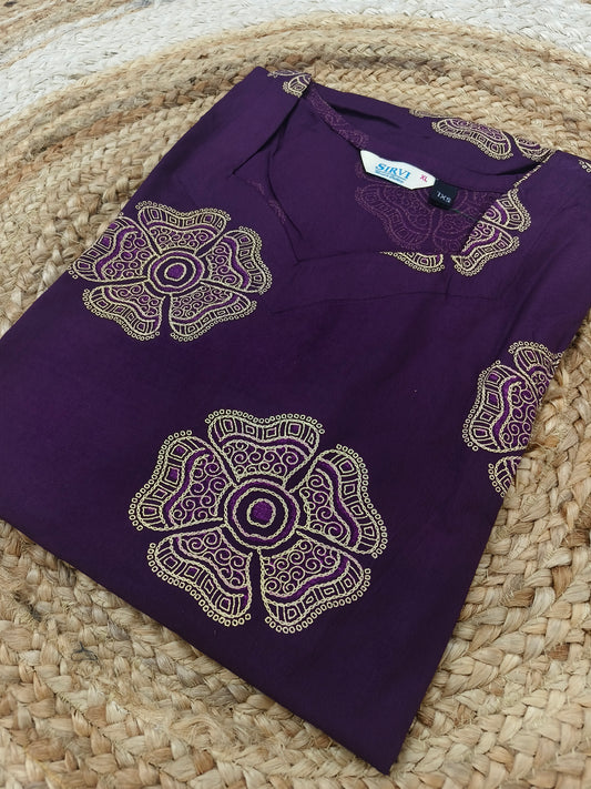 Purple Rayon straight kurta