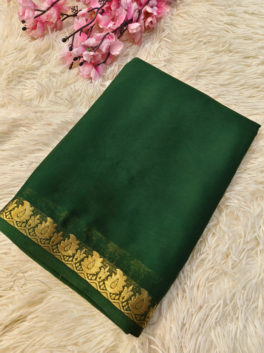 Bottle Green semi Mysore crepe silk saree