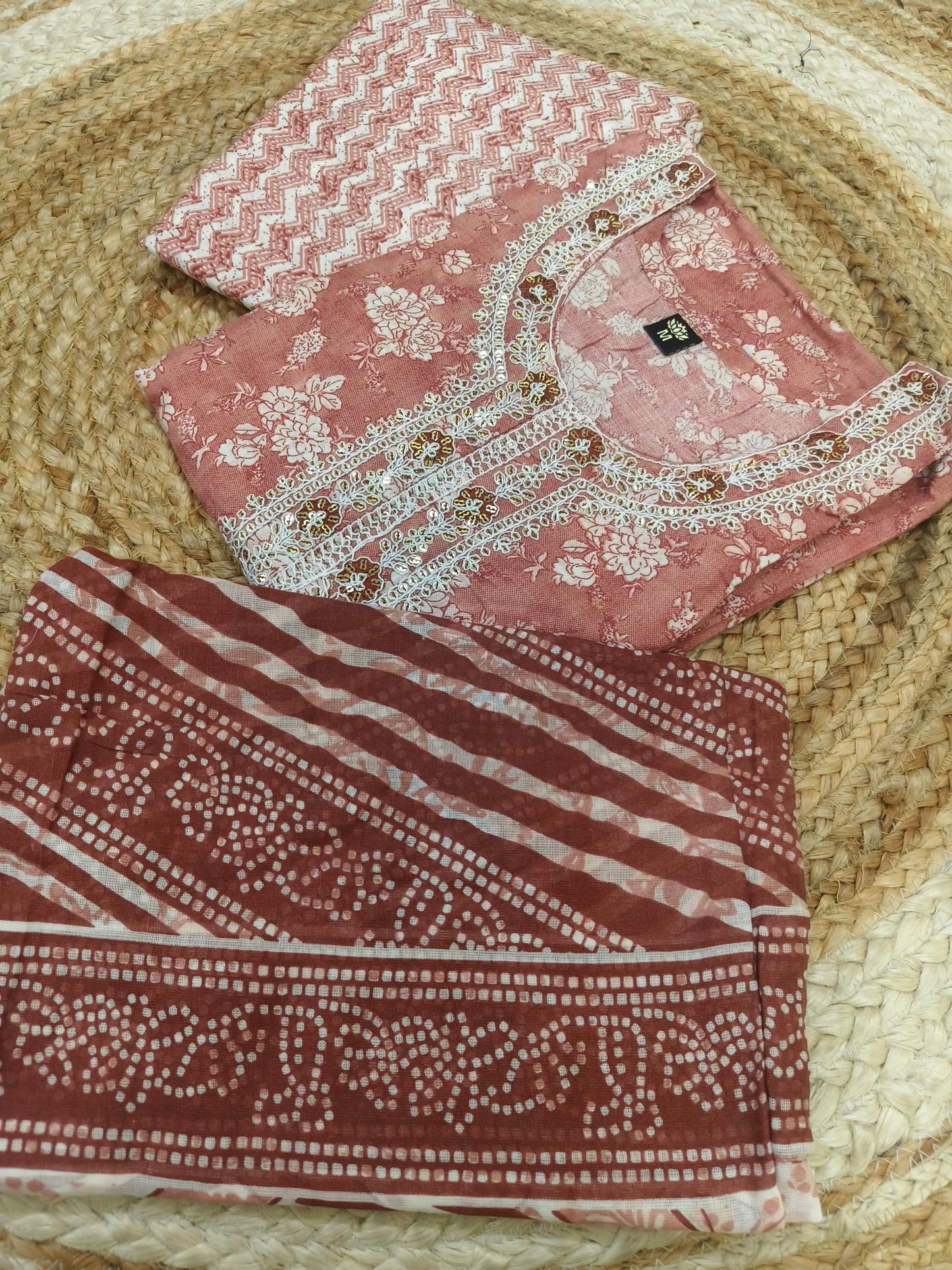 Peach cotton sets with duppata
