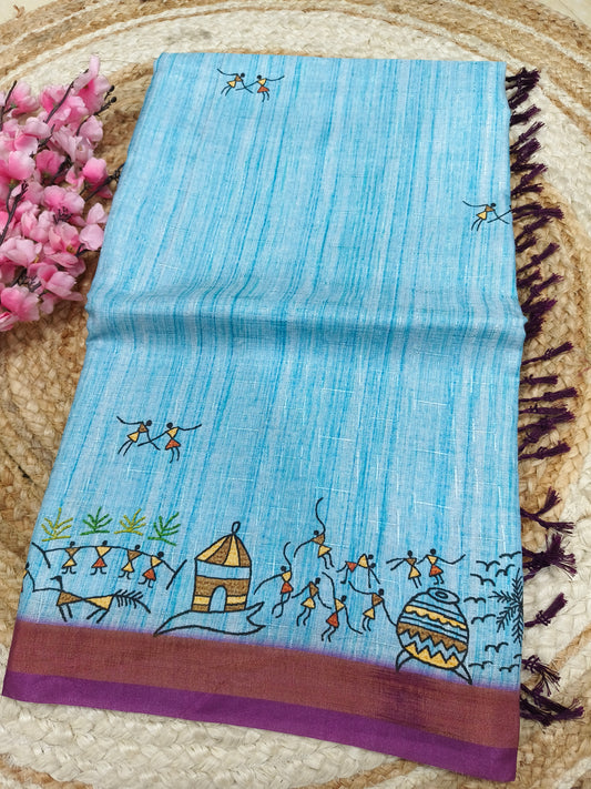 Sky Blue warli saree