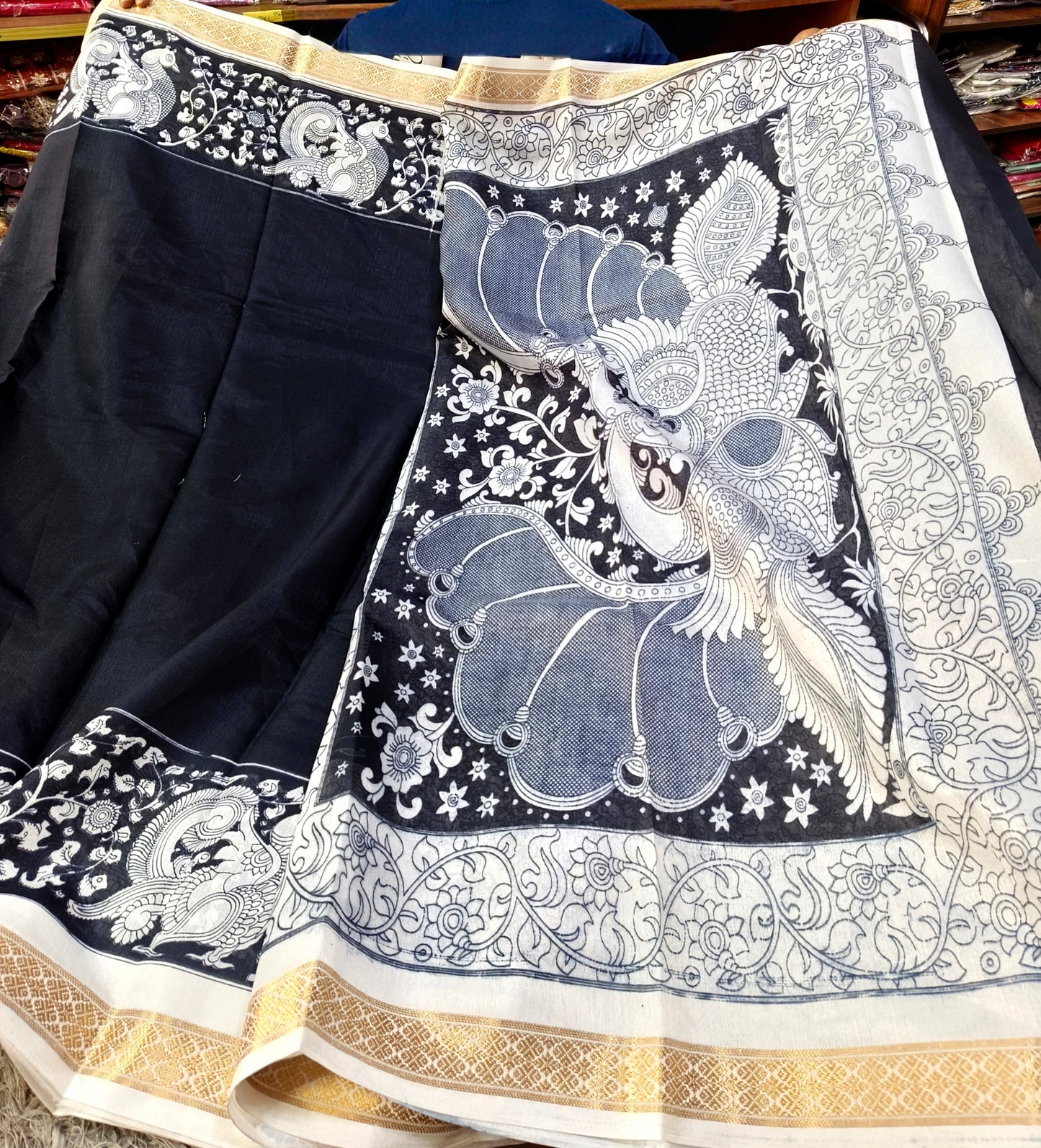 Black Dola silk saree