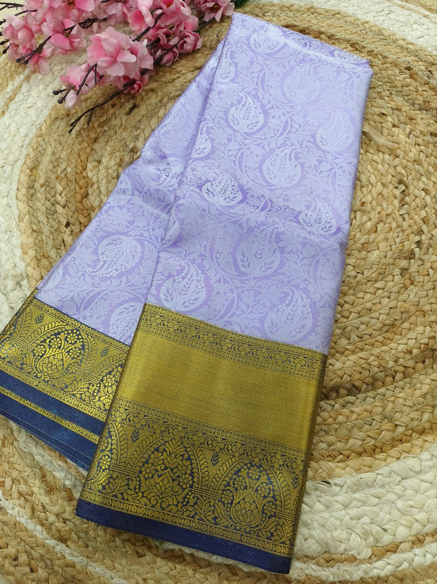 Lavender with Purple soft silk saree