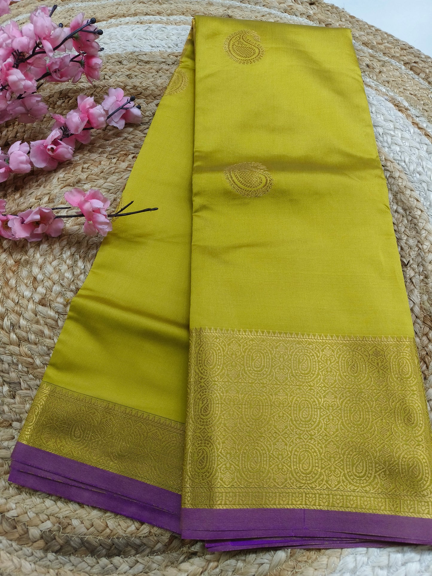 Mehandi green Semi kanchi silk saree