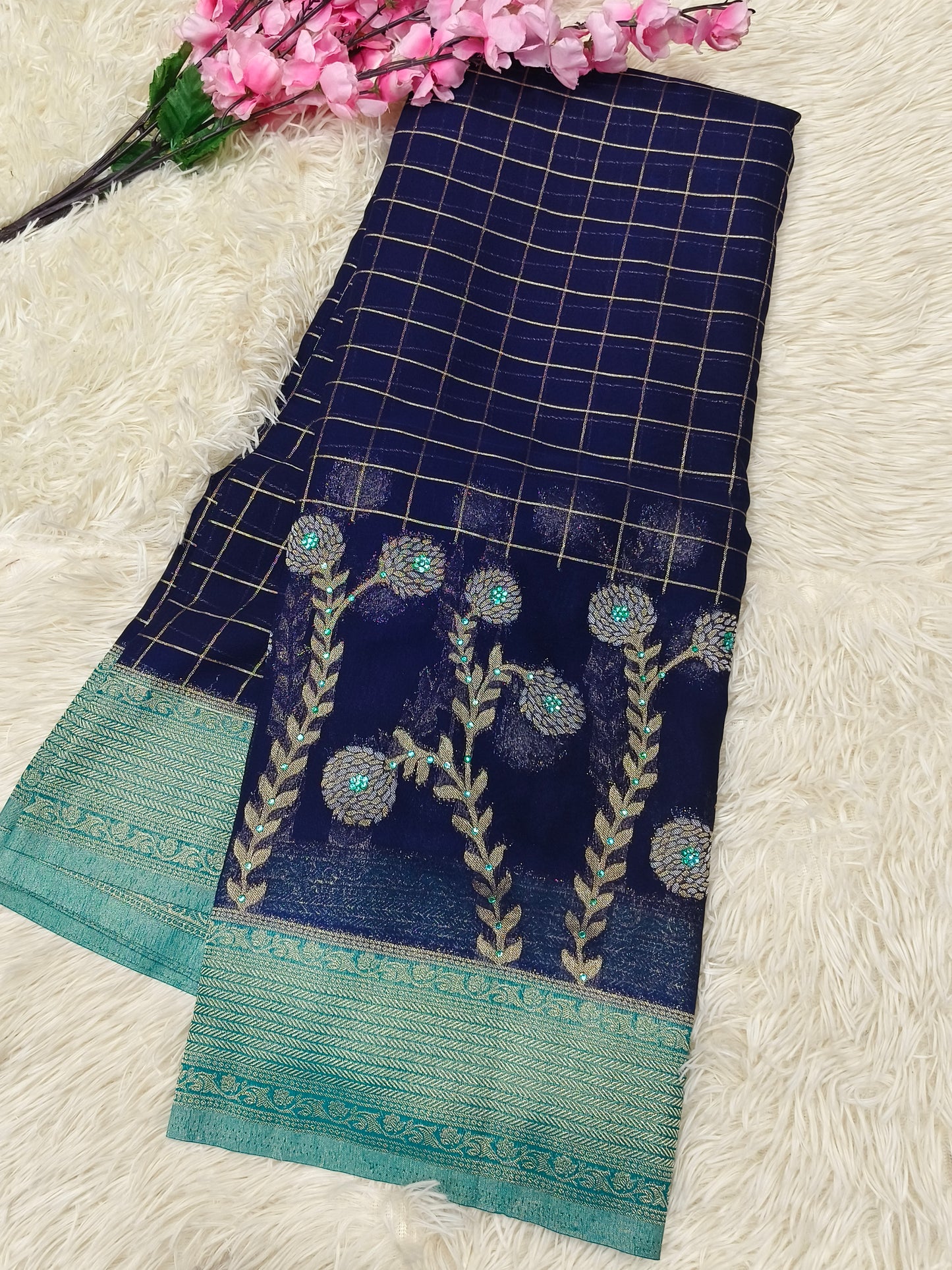 Boutique style designer Georgette silk saree