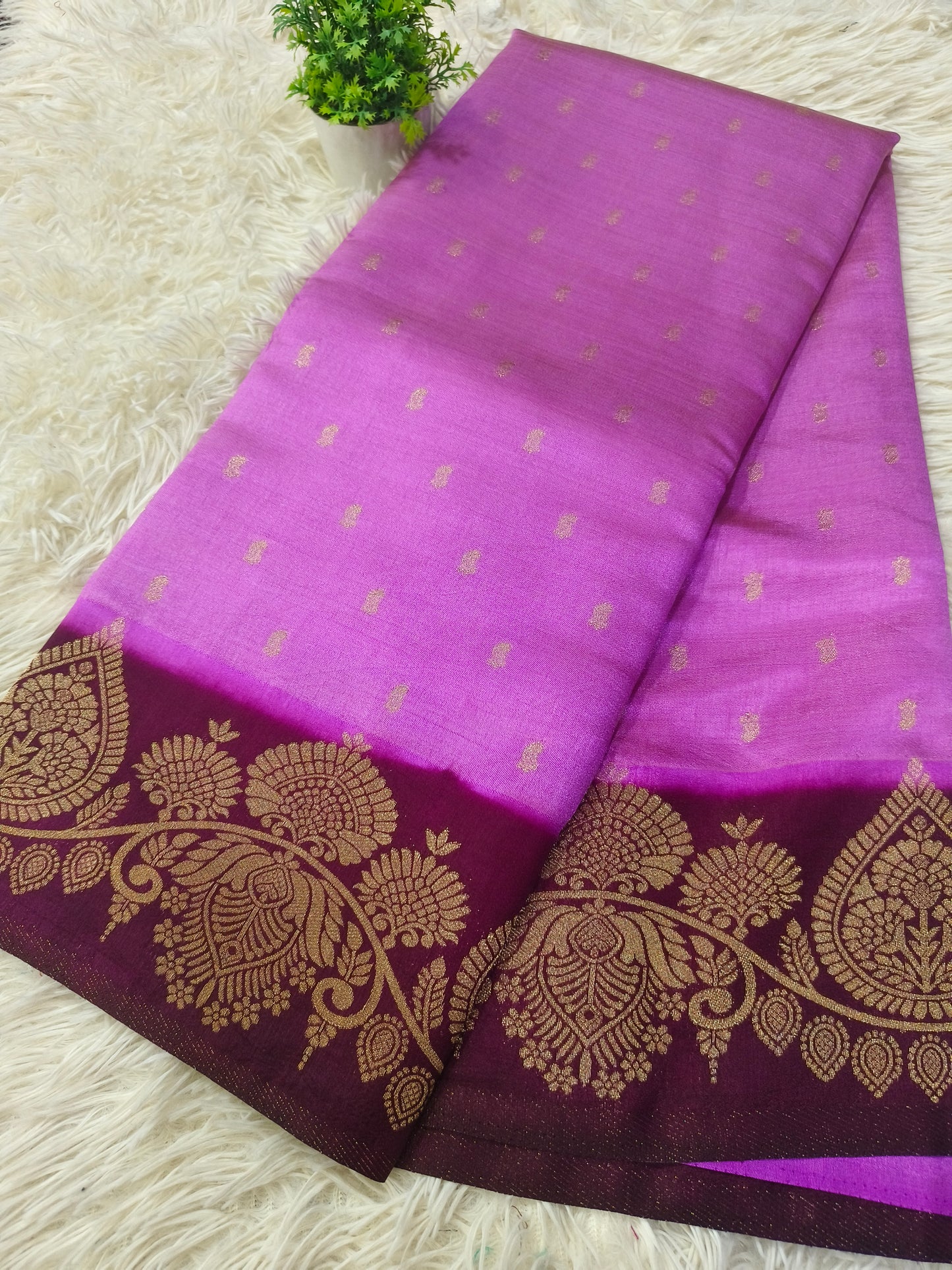 Light Purple with Wine soft silk saree