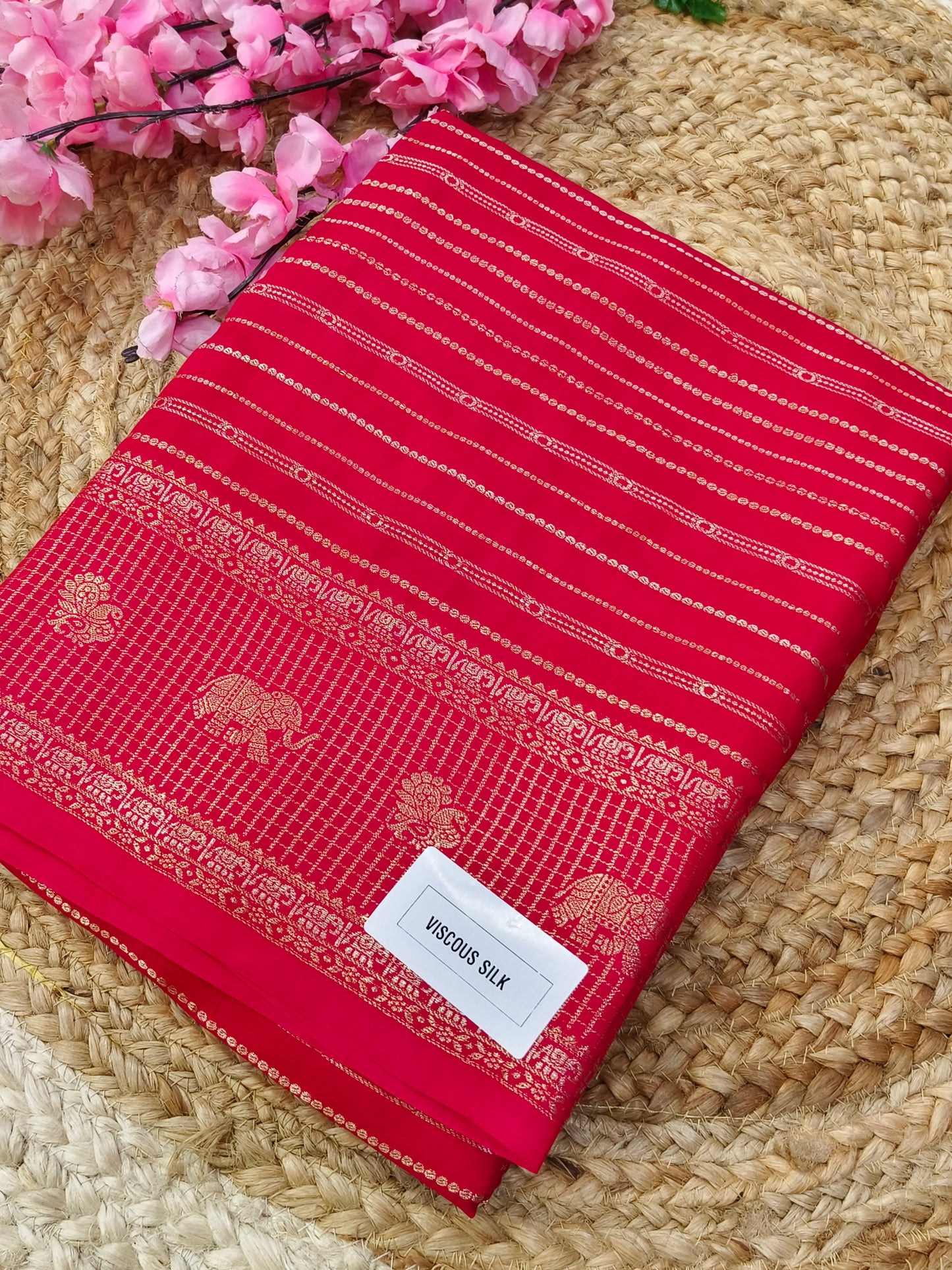 Rani pink  viscous silk saree