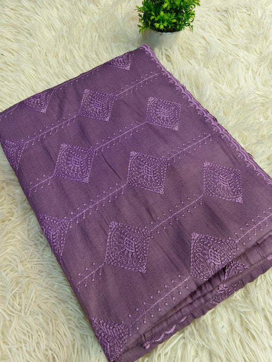 Light lavender Elegant Matka silk saree