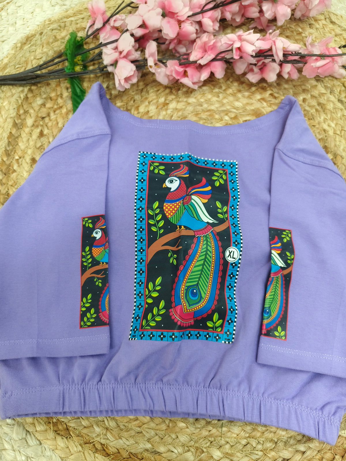 Lavender Stretchable blouse with unique printed design