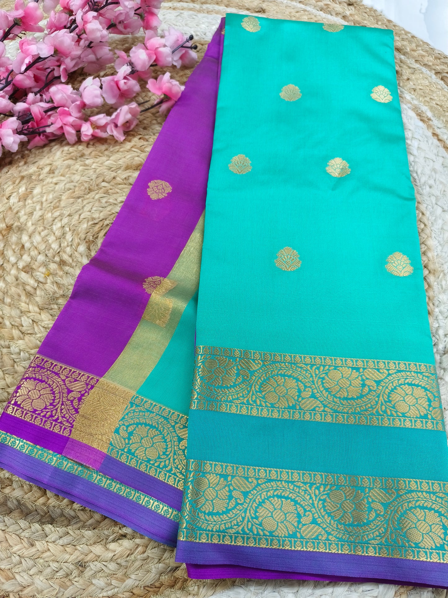 Blue  Semi kanchi silk saree