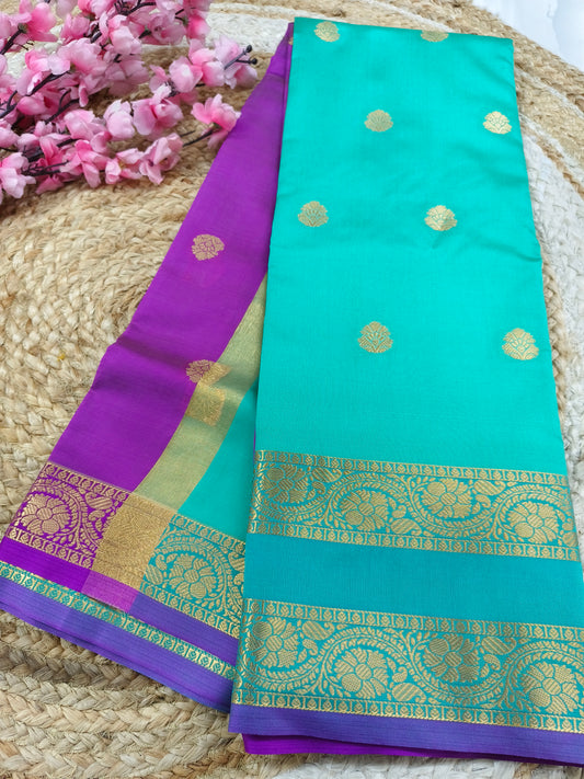 Blue  Semi kanchi silk saree